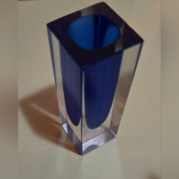 Cobalt Blue Morano Glass Rectangle Vase